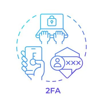 2FA blue gradient concept icon Stock Illustration