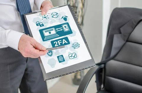 2fa concept on a clipboard Stock Photos
