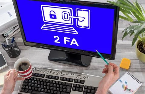 2fa concept on a computer Stock Photos