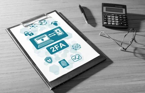 2fa concept on a desk Stock Photos