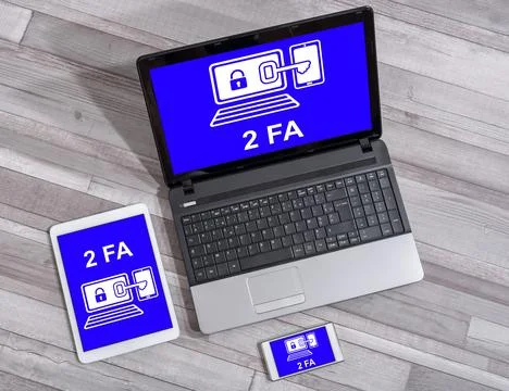 2fa concept on different devices Stock Photos