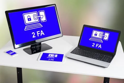 2fa concept on different devices Stock Photos