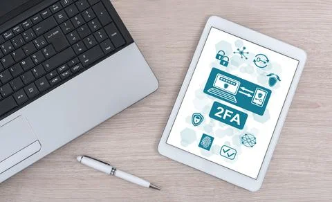 2fa concept on a digital tablet Stock Photos