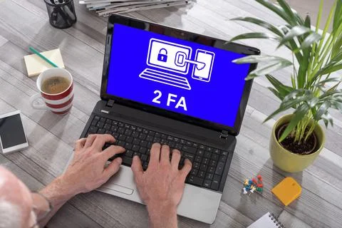 2fa concept on a laptop Stock Photos