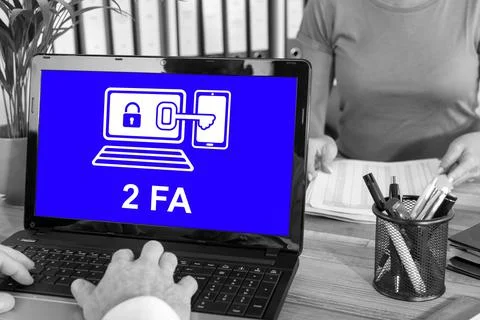 2fa concept on a laptop Stock Photos