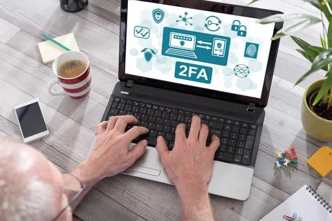 2fa concept on a laptop screen Stock Photos