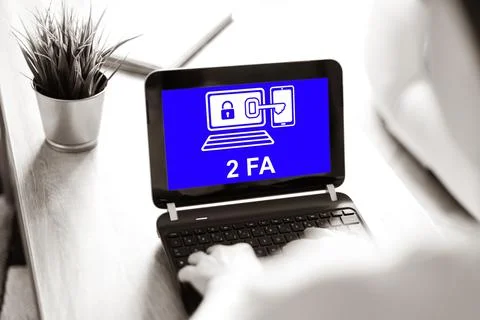2fa concept on a laptop screen Stock-Fotos