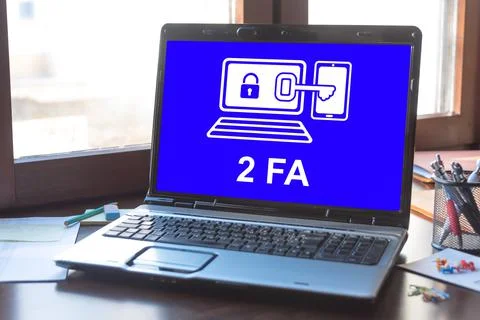 2fa concept on a laptop screen Stock Photos