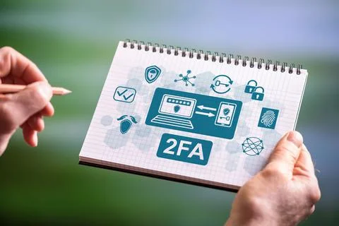 2fa concept on a notepad Stock Photos