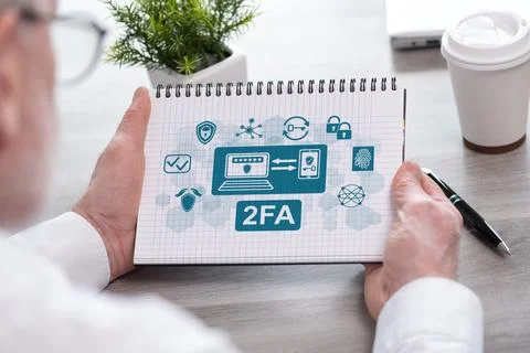 2fa concept on a notepad Stock Photos