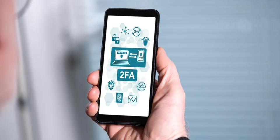 2fa concept on a smartphone Stock Photos