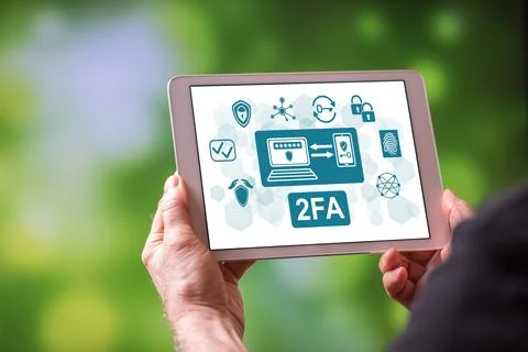 2fa concept on a tablet Stock Photos
