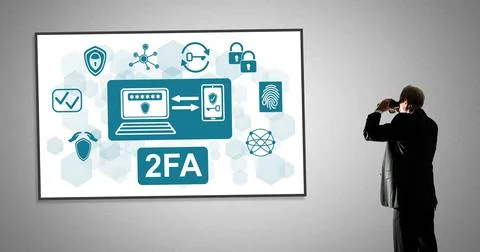 2fa concept on a whiteboard Stock Photos