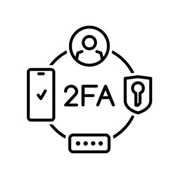 2FA icon, two factor verification by mobile phone Stock Illustration