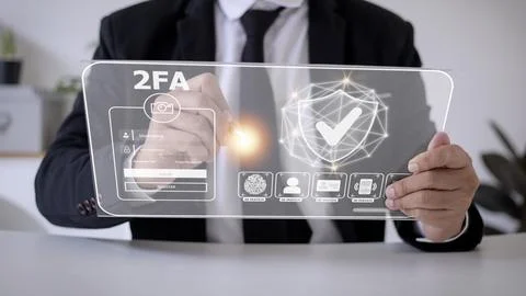 2FA increases the security of your account, Two-Factor Authentication lapto.. Stock Photos