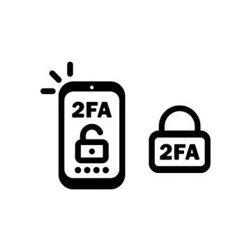 2FA line icon in black. Two factor authentication icon. Security. Vector on i Stock Illustration