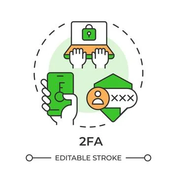 2FA multi color concept icon Stock Illustration