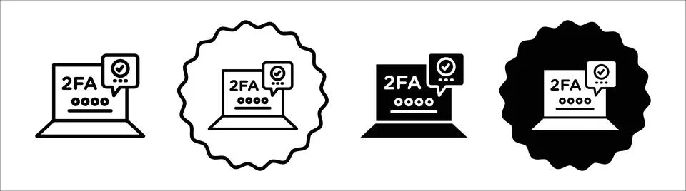 2FA Multifactor verification icon symbol set collection. 2FA Multifactor ve.. Stock Illustration