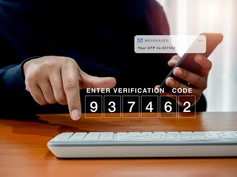 2FA or two factor authentication, cyber security concept. Password code num.. Stock Photos