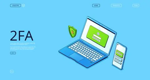 2FA, two-factor authentication banner Stock Illustration