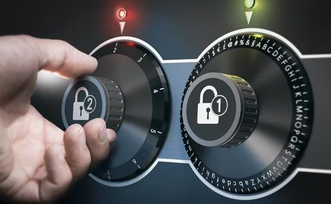 2FA, Two-Factor Authentication Concept. Password and Verification Code. Stock Photos