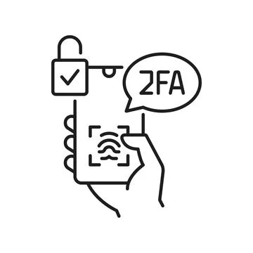 2FA two factor authentication, fingerprint access イラスト素材