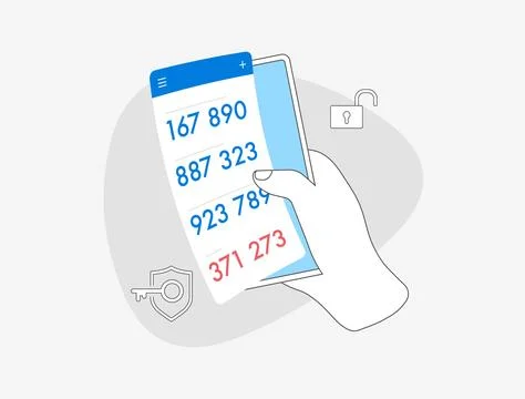 2FA Two-Factor Authentication. Two step verification code with authenticator Stock Illustration