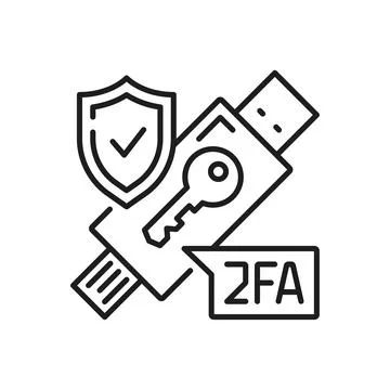 2FA two factor authentication, USB key token icon Stock Illustration