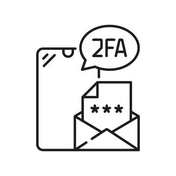 2FA two factor verification icon, e-mail password Illustrazione stock