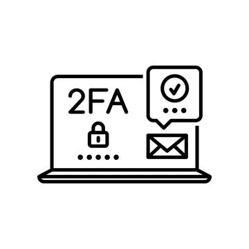 2FA, two factor verification icon, outline laptop Stock Illustration