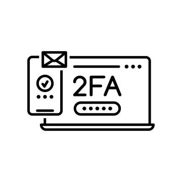 2FA, two factor verification through laptop, phone Stock Illustration