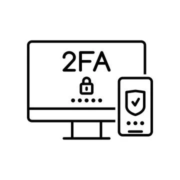 2FA. Two factor verification vector thin line icon Stock Illustration
