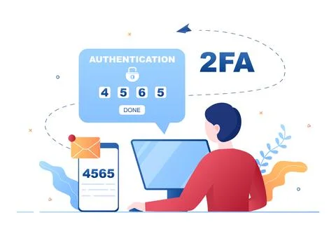 2FA Two Steps Authentication Password Secure Notice Login Verification or SMS Stock Illustration