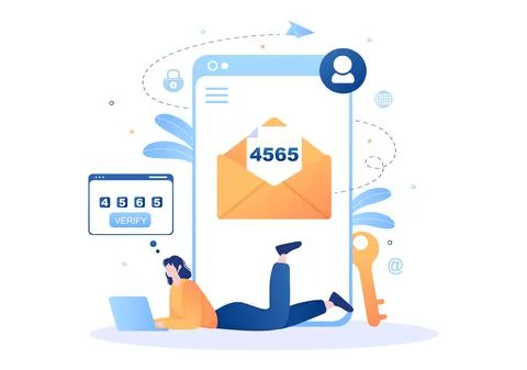 2FA Two Steps Authentication Password Secure Notice Login Verification or SMS Stock Illustration