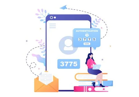 2FA Two Steps Authentication Password Secure Notice Login Verification or SMS Stock Illustration