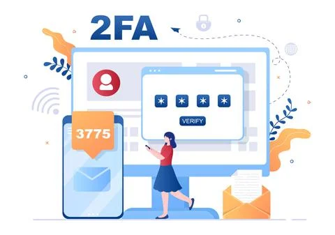 2FA Two Steps Authentication Password Secure Notice Login Verification or SMS Stock Illustration