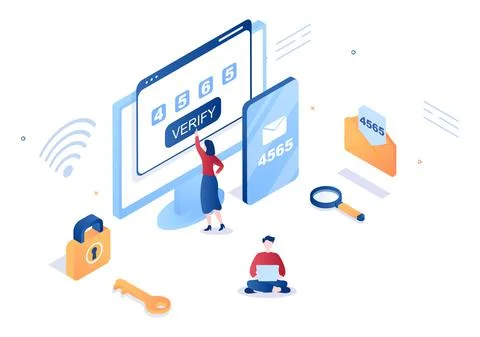 2FA Two Steps Authentication Password Secure Notice Login Verification or SMS Stock Illustration