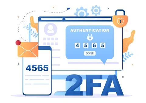 2FA Two Steps Authentication Password Secure Notice Login Verification or SMS Stock Illustration