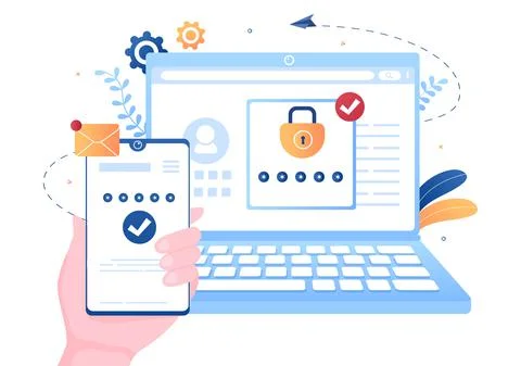 2FA Two Steps Authentication Password Secure Notice Login Verification or SMS Stock Illustration