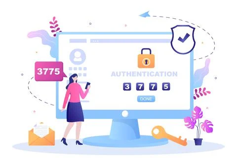 2FA Two Steps Authentication Password Secure Notice Login Verification or SMS Stock Illustration