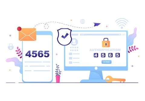 2FA Two Steps Authentication Password Secure Notice Login Verification or SMS Stock Illustration
