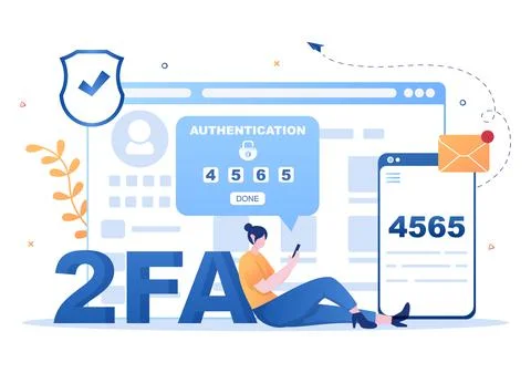 2FA Two Steps Authentication Password Secure Notice Login Verification or SMS Stockillustratie