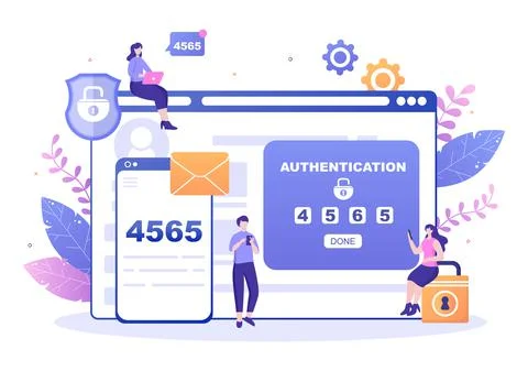 2FA Two Steps Authentication Password Secure Notice Login Verification or SMS Stock Illustration