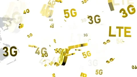 2G to 5G Internet Speed Chart Comparison Abstract.Flying golden icons of mobile Stock Footage 149272890