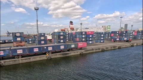 2GO Freight with Container Van in Manila Port Terminal Stock Footage 233654040