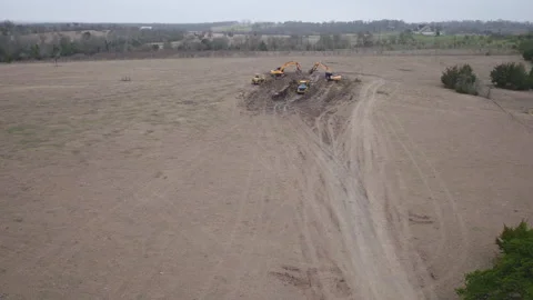 2K 23.98 fps ProRes Drone, Construction Site, Dirt Work, Log Footage Stock Footage