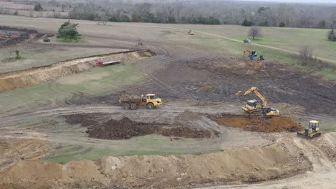 2K 23.98 fps ProRes Drone, Construction Site, Dirt Work, Log Footage Stock Footage 151611893