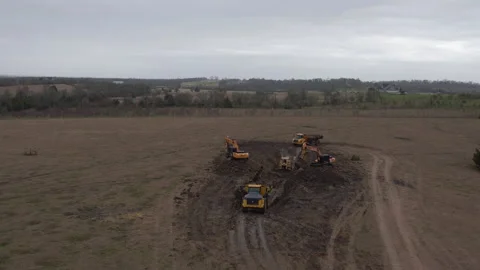 2K 23.98 fps ProRes Drone, Construction Site, Dirt Work, Log Footage Stock Footage 151611895