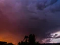 2K 24p Dramatic sunset colored sky day to night powerful lightning time lapse Web Footage