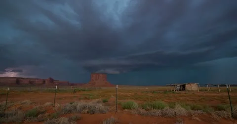 2K 30p Wide - v2 Lightning storm over Monument Valley, AZ Stock Footage